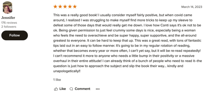 Goodreads review for Atomic Steps book sharing insights on overcoming negativity.